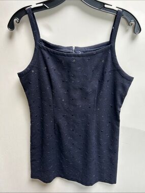 Simonetta Elegant Navy Eyelet Spaghetti Strap  Dress. NWT . Italy made. Size 95